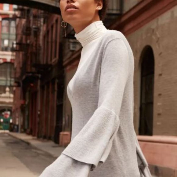 Chelsea28 Maroon Tier Ruffled Sleeve Sweater S - Picture 2 of 14